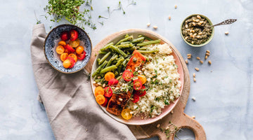 A healthy plate of vegetables and couscous