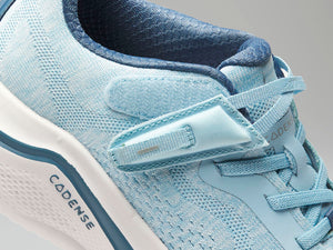 velcro closure on light blue adaptive shoe