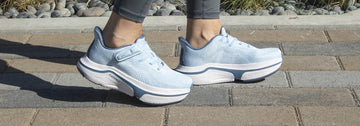 woman wearing light blue cadense original shoes