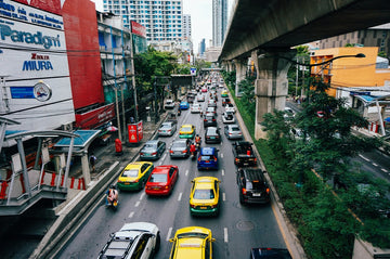 Rows of cars in traffic
