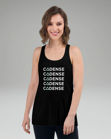 [color: midnight black] Model wearing Cadense Breeze Repeat Tank Top