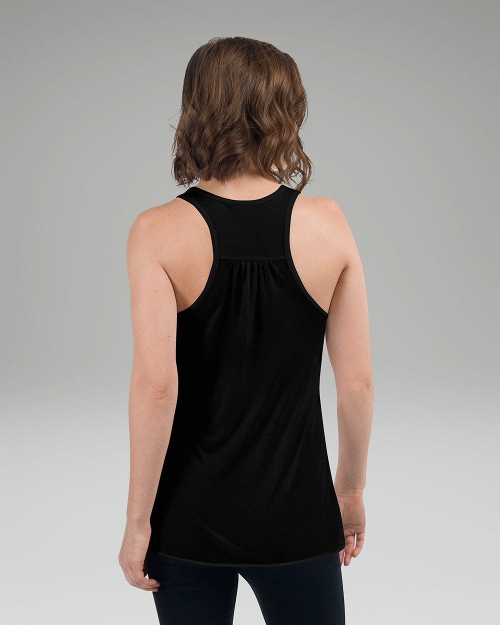 [color: midnight black] Model wearing Cadense Breeze Repeat Tank Top