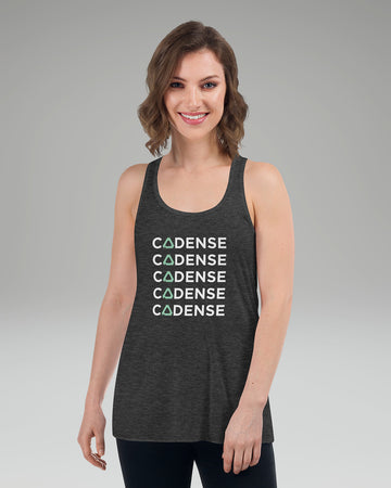 [color: dark grey heather] Model wearing Cadense Breeze Repeat Tank Top