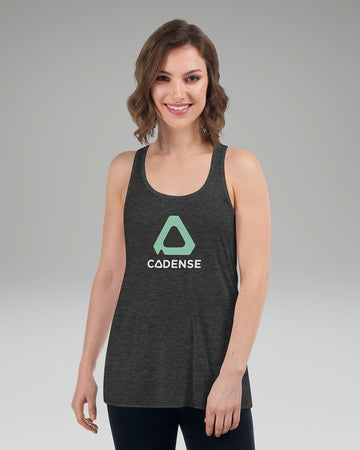 [color: dark grey heather] Model wearing Cadense Breeze Up Tank Top
