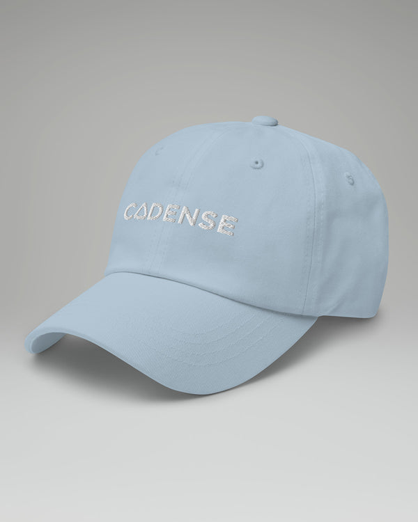 Side of light blue baseball hat