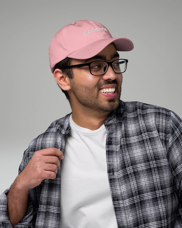 Male wearing Pink baseball hat